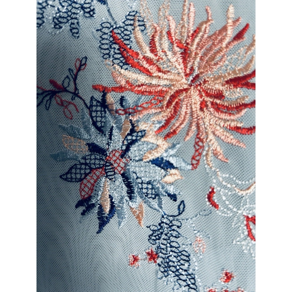 La Vie En Rose Embroidered Blue Robe With‎ Lace Detail Size S/M - Picture 4 of 12